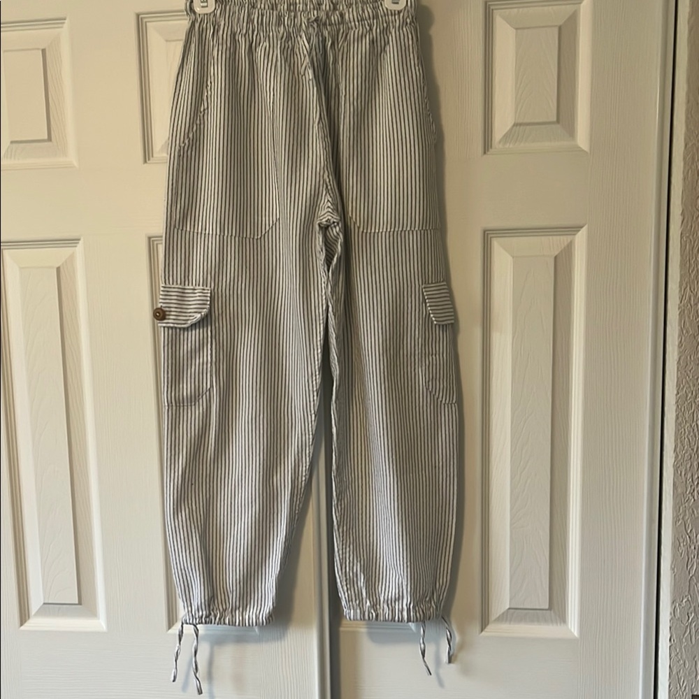 Striped Drawstring Cargo Pants XS